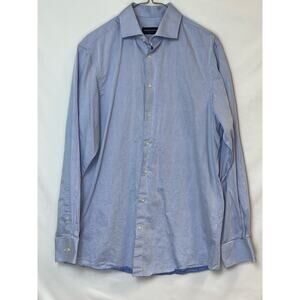 Maison Brown Men's Size 41 Blue Long Sleeve Button Up Collared Dress Shirt